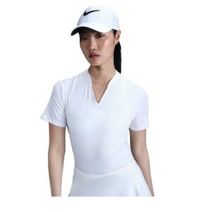 Nike Tour Women’s Dri-FIT short-sleeve Blade Golf Polo in white. NWT